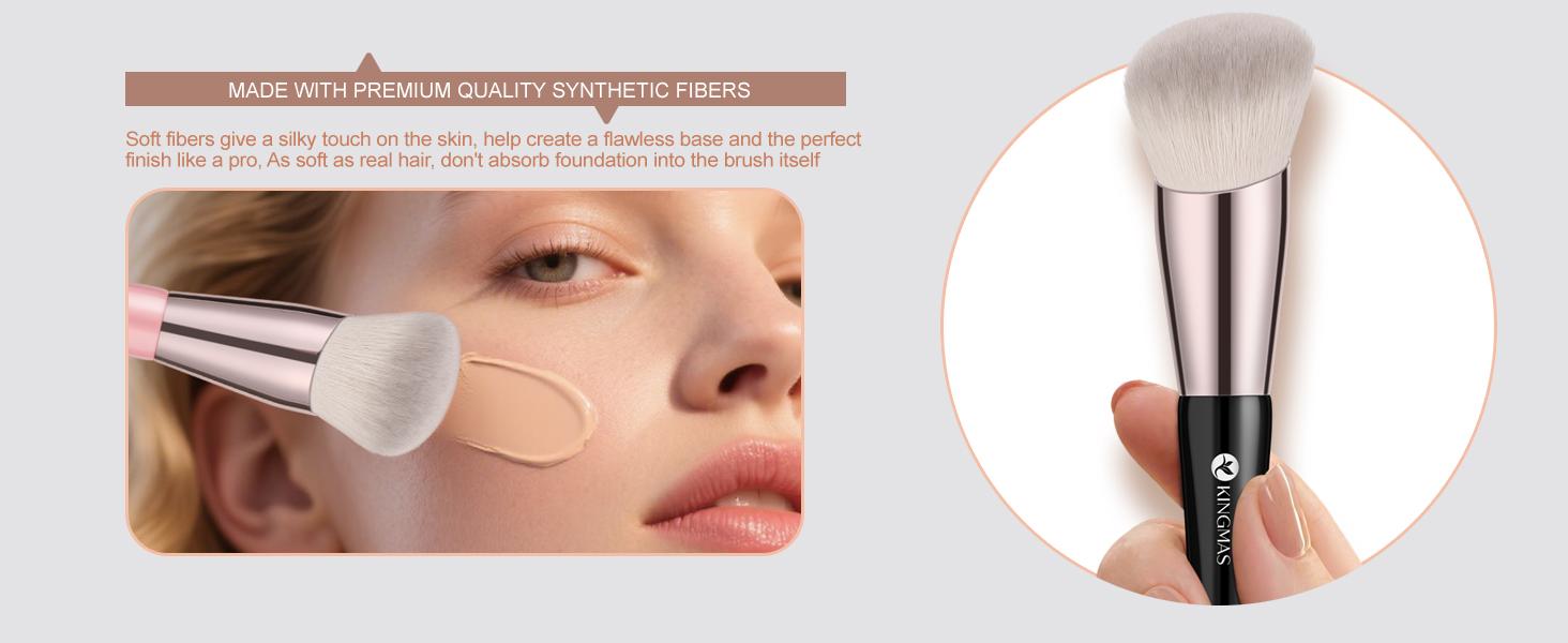 Angled Foundation Brush Concealer Brush, Premium Kabuki Makeup Brush for Liquid, Blending, Cream, Powder, Blush Buffing Stippling Face Makeup Tools White (White, B. 2Pcs (170W/270W)