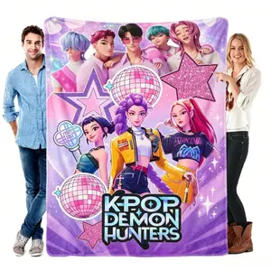 K-Pop Hunter Flannel Blanket, Air Conditioning Blanket for Kids and Adults, Stylish Gift, Suitable for Boys, Girls and Teens, Birthday and Christmas Gift, Suitable for Sofa Bed Use All Year Round, Cute and Beautiful Room Decor, Soft and Elastic.