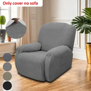 4-Piece Jacquard Knit Elastic Sofa Cover Set, Durable Furniture Protector for Single Seat Massage Sofa, Fashionable with Pockets
