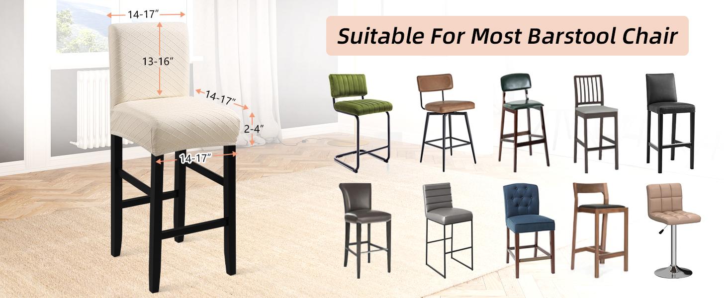 CRFATOP  Waterproof Bar Stool Covers 4 PCS, Stretch Chair Slipcover for Pub Tall Chair with Backs Counter Barstool Cover Removable Washable (Beige)