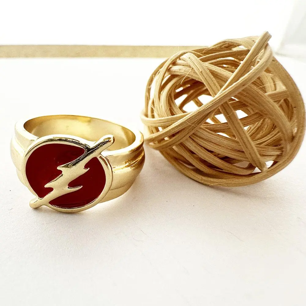 JYYH Unisex Lightning Letter Metal Superhero Ring - Elegant Exclusive Design Costume Jewelry, Everyday Wear Accessory, Available for Wholesale, Fashion