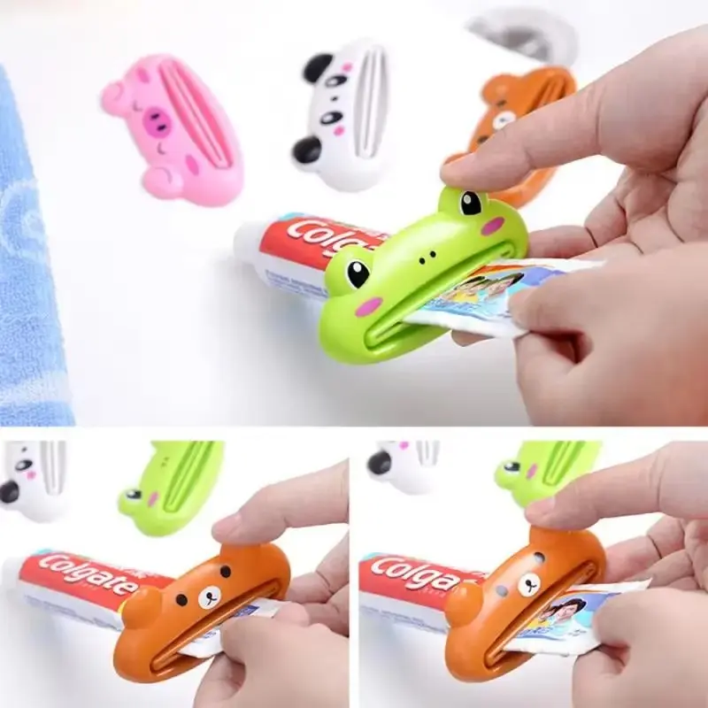 4pcs Random Color Cartoon Animal Designed Toothpaste Squeezer, Cute Toothpaste Clip Squeezer, Portable Bathroom Gadgets For Home And Outdoor Travel