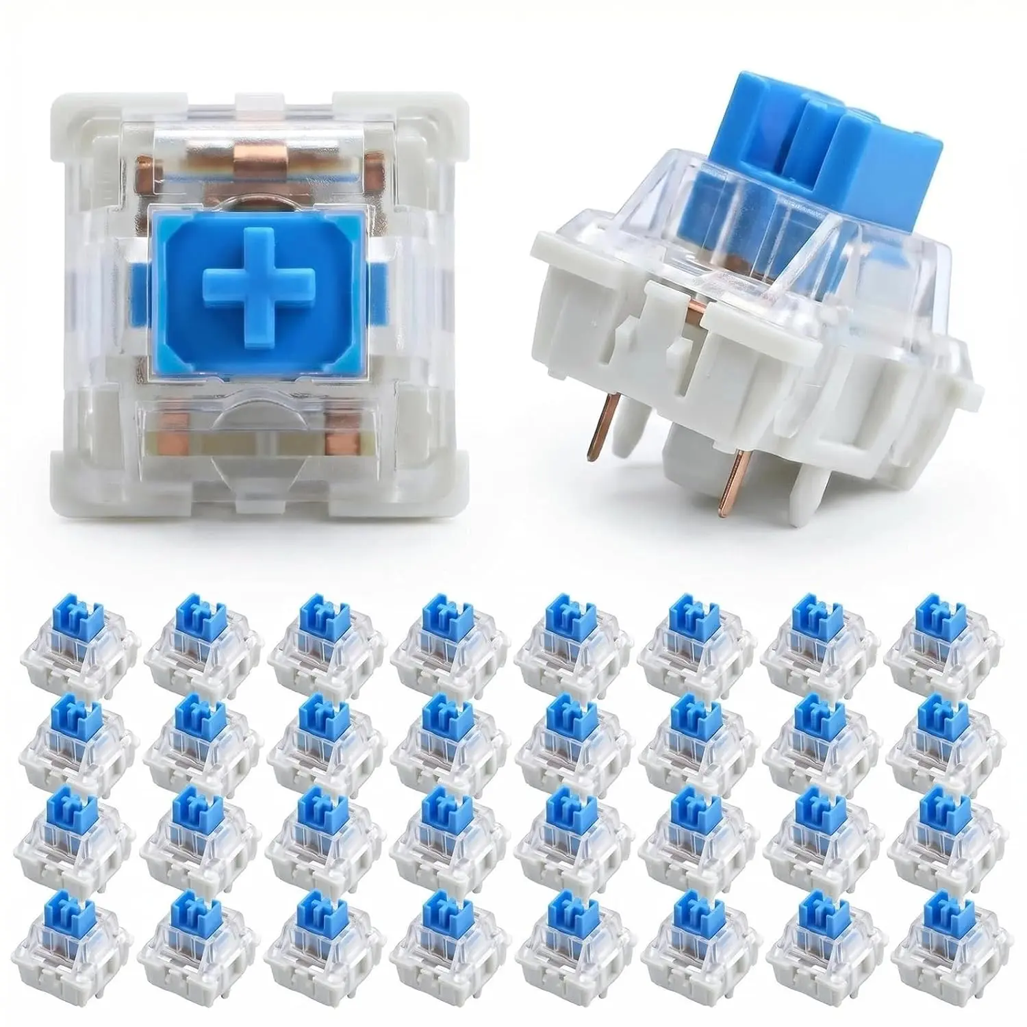 50-Count Synthetic Blue Clicky Mechanical Keyboard Switches, 3-Pin Smooth Tactile Pre-Lubricated Switches for Fidget Enthusiasts, Typists, DIY Fidget Clicker Toys and Keyboards