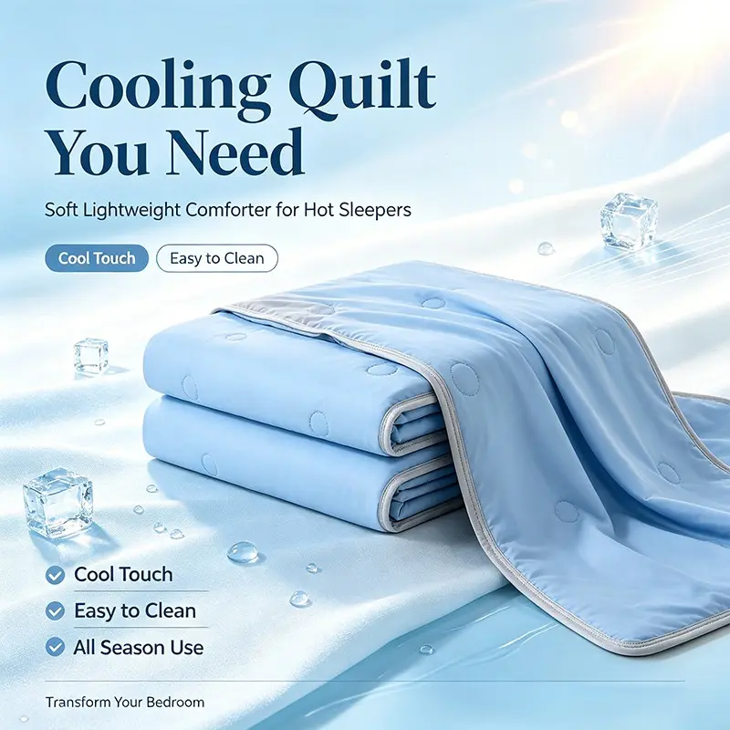 Summer Cooling Comforter, Ice Feel Cooling Blanket, Anti-Sweat Breathable Thin Bed Quilt, Reversible, for Adults & Kids, Cooling Throw Blanket