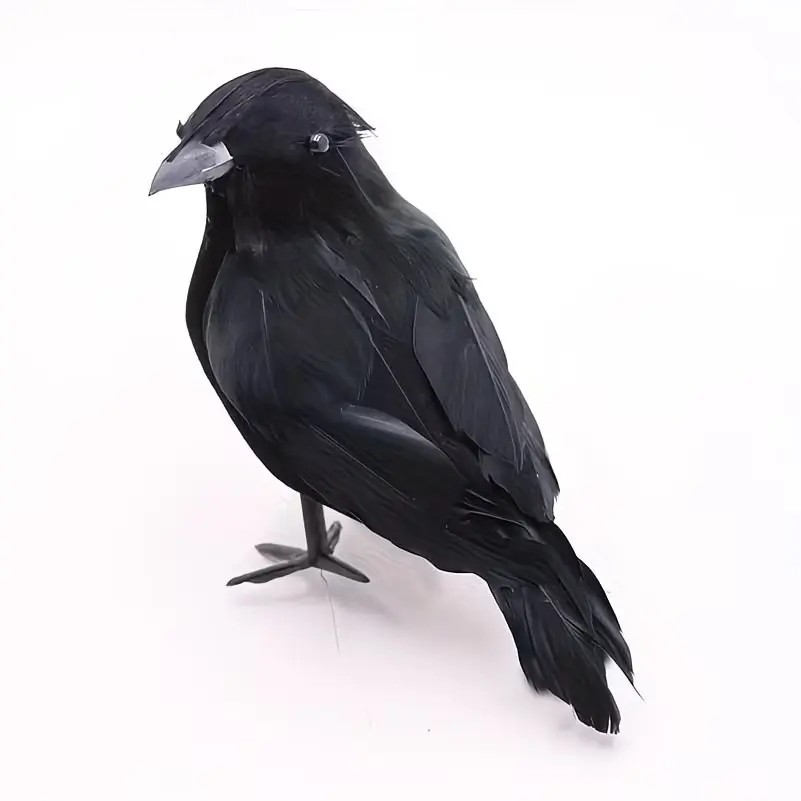 Realistic Crow Statue, Lifelike Bird Decor, Glossy Feather Texture, Indoor/outdoor Halloween Gothic Decoration, Durable Foam Material
