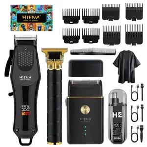 HIENA Home Men's Shaver Set, 4-Piece, USB Rechargeable Wireless Shaving Kit with Beard Trimmer, Compact and Portable, Ideal for Barbers and Stylists, Perfect Father's Day Gift