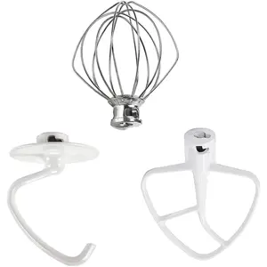 3 Pack Mixer Attachments for Kitchen Aid 4.5-5 Quart Tilt-Head Stand Mixers, Heavy-Duty Metal,Includes K45DH Dough Hook, K45B Flat Beater,K45WW Wire Whip, Dishwasher Safe Replacement Kit by TOMOON