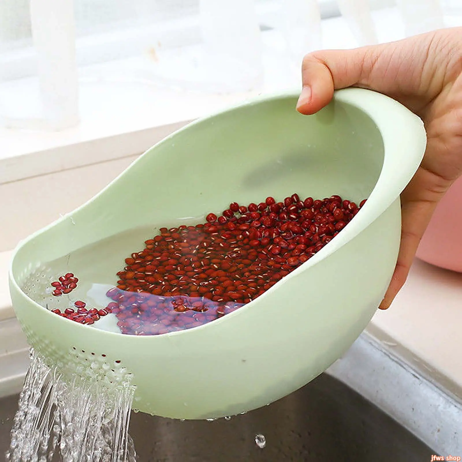 2-Pack Rice Washing Bowl with Side Drainers, Quinoa & Small Grains Strainer Colander – BPA-Free Plastic Fruit & Vegetable Washer, Aesthetic Kitchen Gadget for Meal Prep & Easy Rinsing tiktokshopbacktoschool