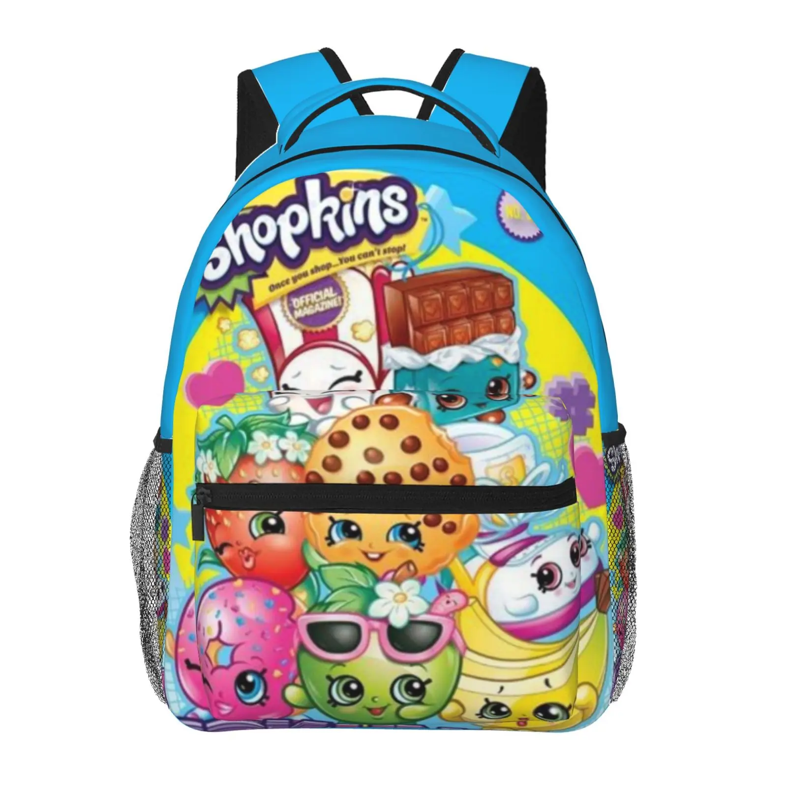 Large Capacity Cartoon  Shopkins3 Backpack, Anime Student School bag, boys girls Breathable Adjustable Shoulder Straps School Daypack, Durable Lightweight Book Bag for Daily School Travel Camping Office