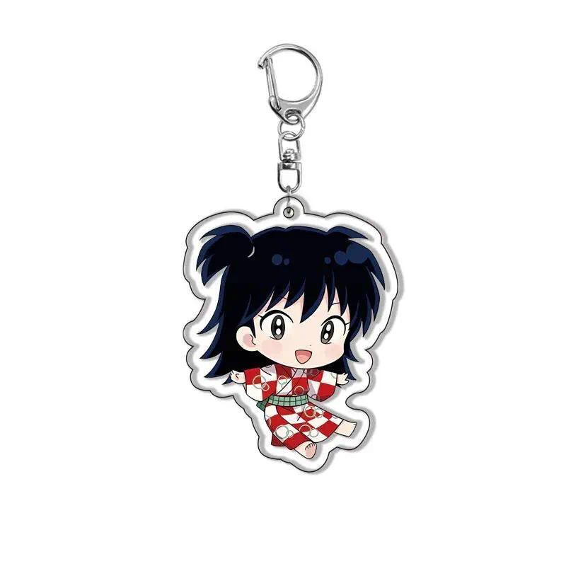 Fashion Anime Keychains Cartoon Figures Higurashi Kagome Sesshoumaru Miroku Acrylic Keyring Collection Accessories Gift
