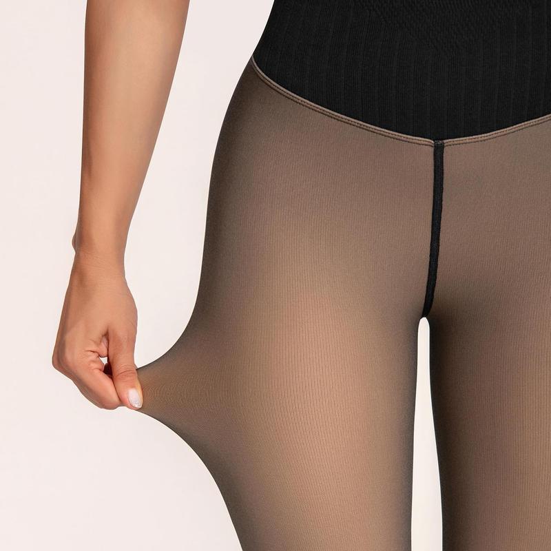 KatchMe Women's Minimalist High Waist Seamless Stretchy Fleece Tights Pantyhose,Versatile Pantyhose for Daily Wear Outdoor, Streetwear Outfits