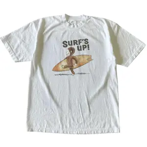 Curious George Surfs Up T-Shirt, Animal Tee, Cartoon Tshirt, Gifts Shirt, Unisex Vintage Graphic Tees Gothic Grunge Y2k Emo Scene Amity Affliction Style Clothes Men Women Streetwear Summer