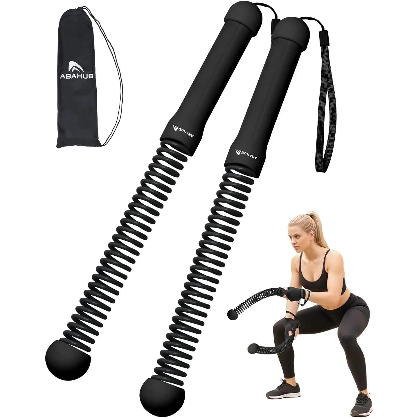Abahub Weighted Ropeless Battle Ropes, Heavy Duty Portable Cordless Battle Ropes for Home Gym with Poster, Exercise Ropes for Strength Building, Cardio Fitness, Workout Equipment for Low-Impact Workout