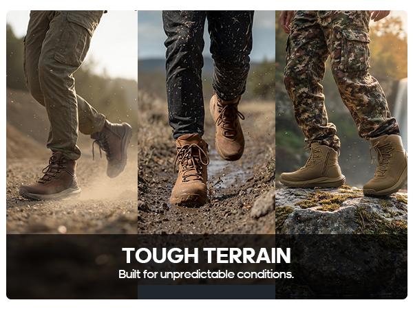 【Wide Fit】NORTIV 8 Men's Tactical Hiking Boot Lightweight Cushion Sole Boots for Work All Day Side Zipper Motorcycle Combat Military Boot Arch Support 8 Inches Terrascope Trekking Camping Shoes SpringStatements