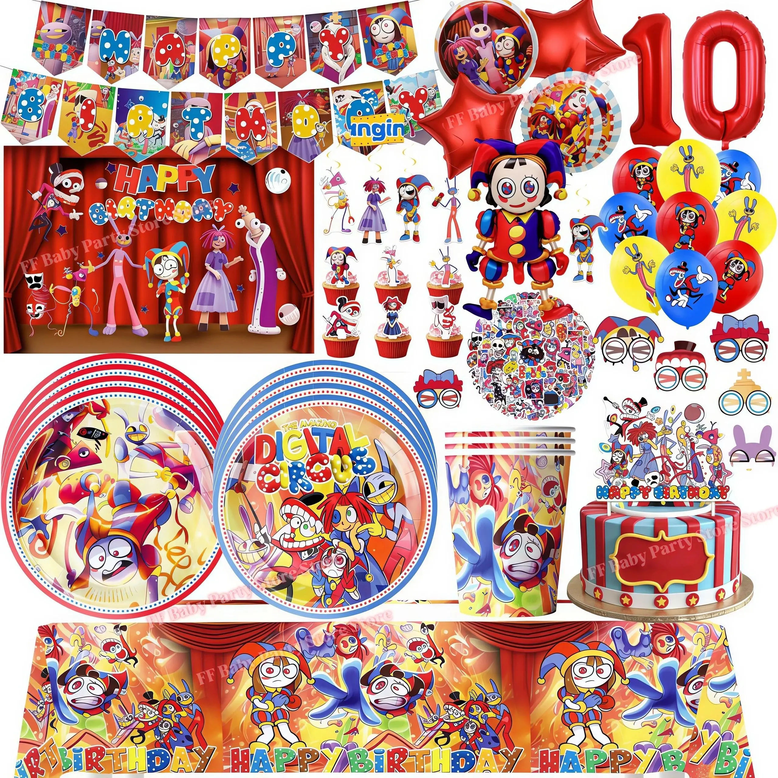 Amazing Tableware Birthday Party Decoration Digitaled Circus Balloon Plate Cup Banner Kids Favor Gift Baby Shower Party Supplies