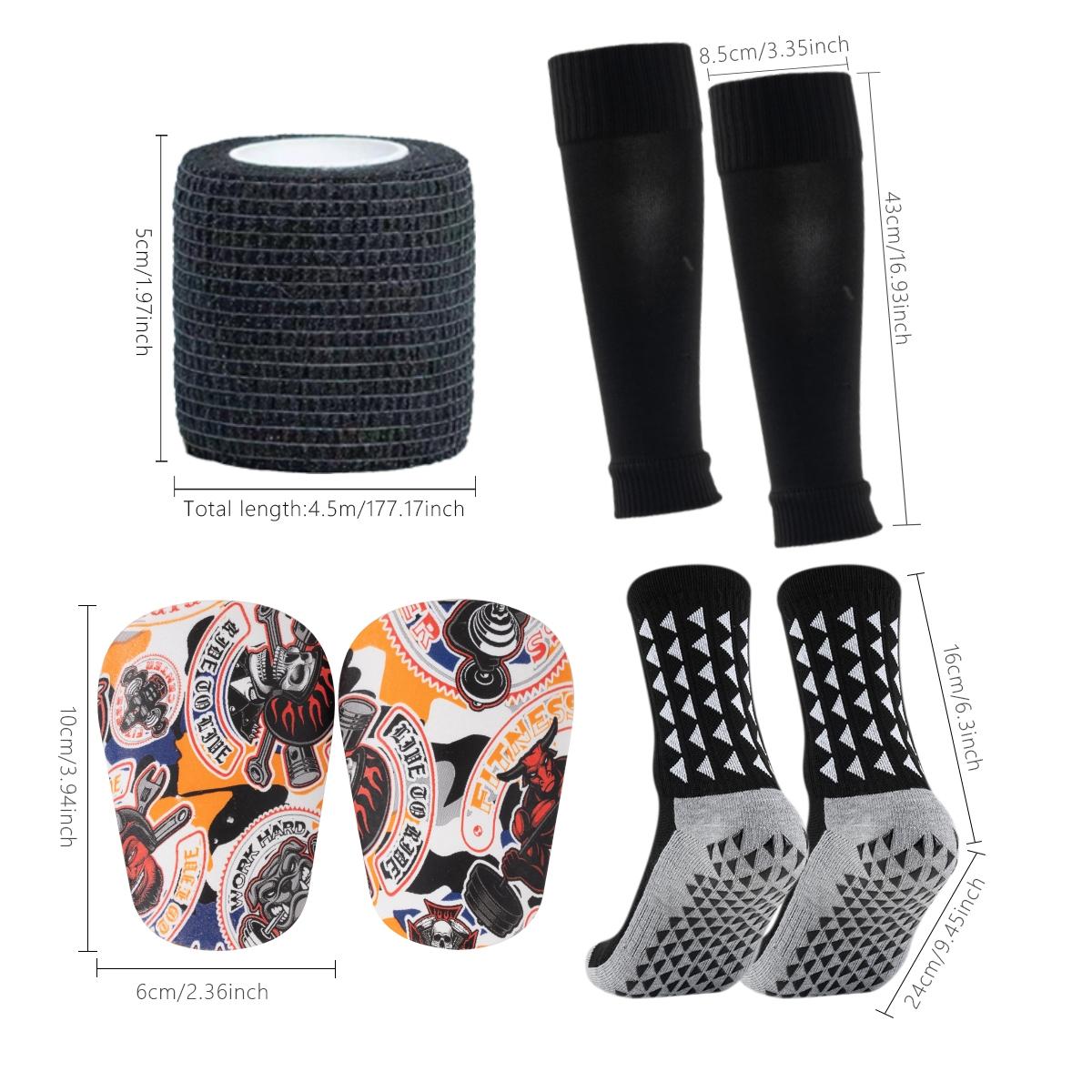 Football Shin Guards Set, 1 Set Non-slip Football Socks with Shin Guards & Shin Guards Sleeves & Shin Guards Straps, Football Accessories for Men & Women