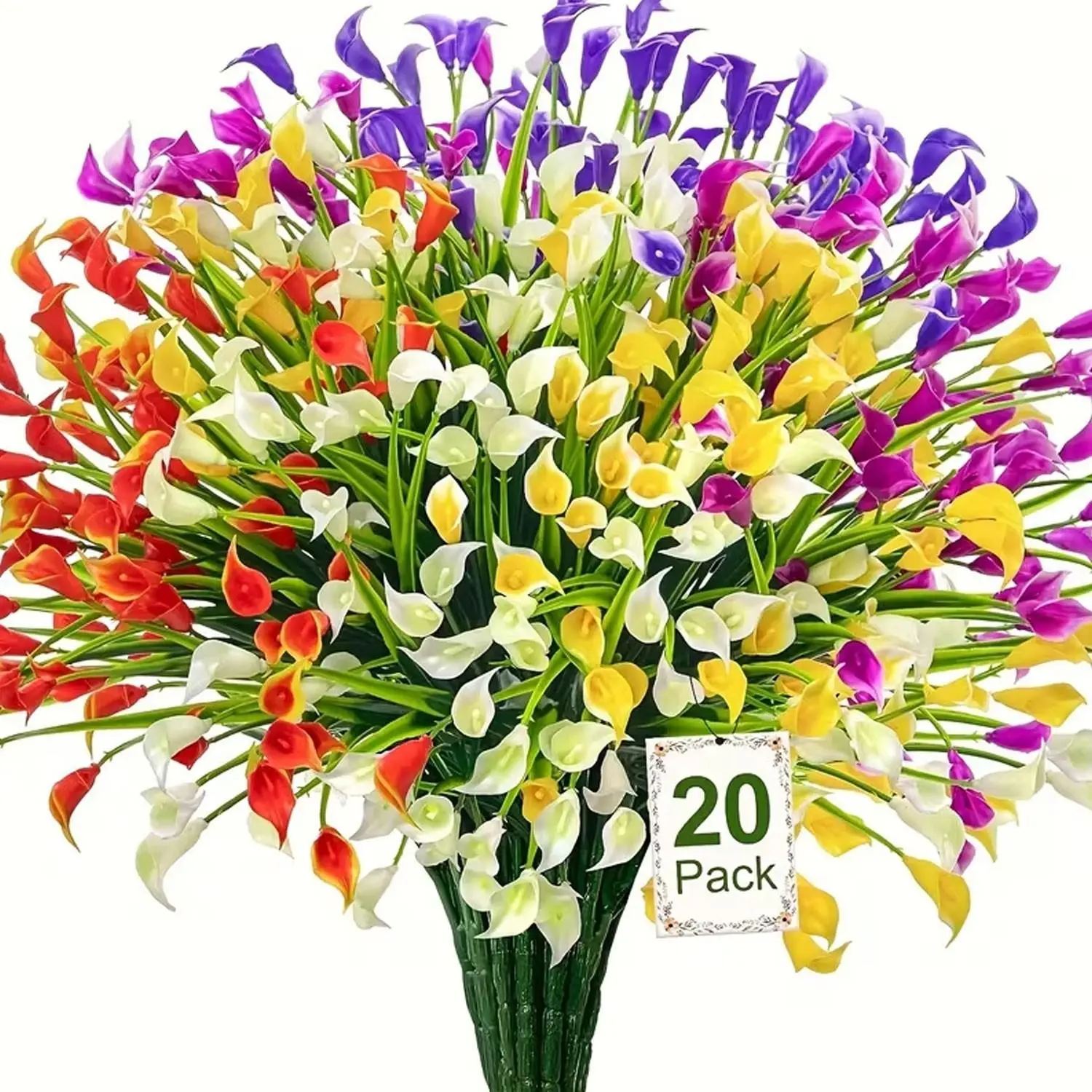 New 20 pcs outdoor artificial sunflower flowers and artificial green plants. UV-resistant artificial plastic plants for indoor and outdoor hanging flower pots in summer. Decorations for family gardens and porch decorations for Halloween and Christmas.