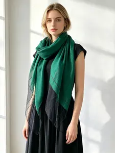 Premium Real Silk Blend Thread Sheer Organza Hijab Scarf, Soft Lightweight Glitter Line Modest Shawl, Multi-Purpose Sunscreen Wrap