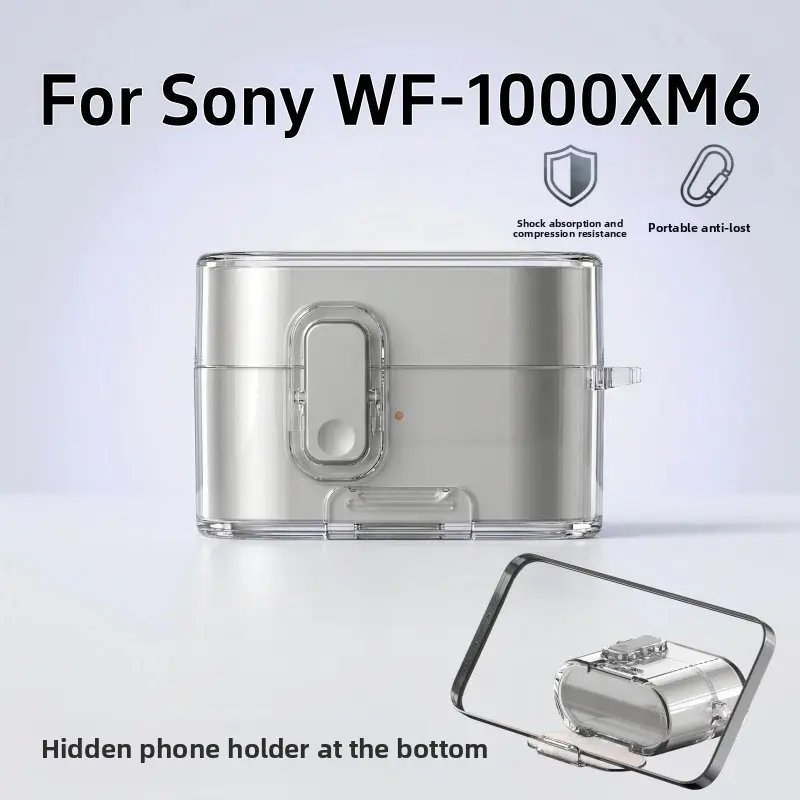 In-Stock TPU Protective Cover with Lock and Integrated Stand, Anti-Scratch Accessory for Sony Bluetooth Headphones, Transparent + Gray