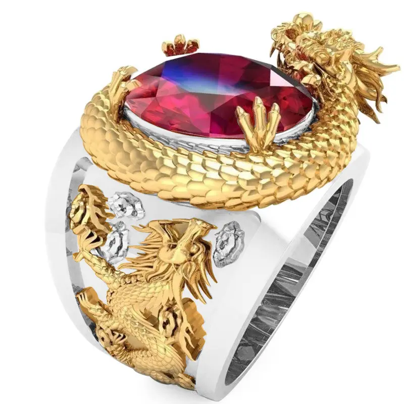 3D Stereoscopic Dragon Ring, Bold Unique Finger Jewelry For Men European And American Daily Fashion Matching