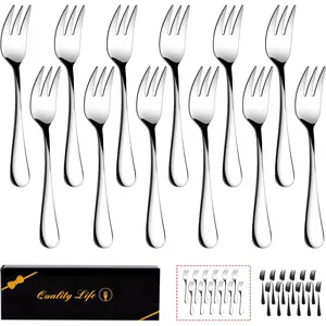 Set of 12 5.5Inches Stainless Steel Dessert Forks, Small Appetizer Cocktail Fruit Salad Forks, Dishwasher Safe for Party Hotel Restaurant