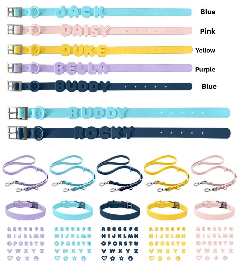 Silicone Dog Collar Pet Name DIY 26 Letters Cartoon Silicone Beads Cat Pet Collar