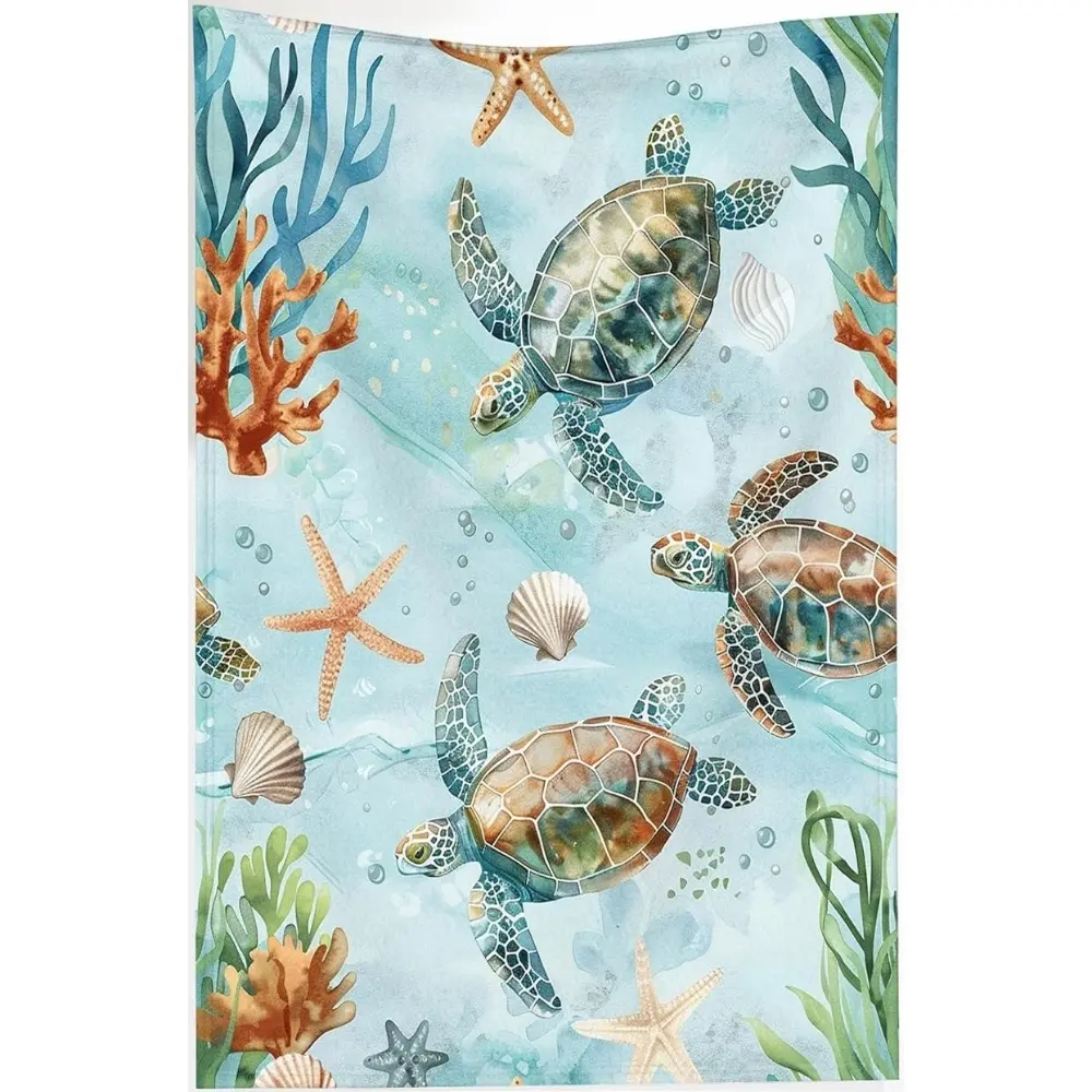 1PC Blanket Tropical Sea Turtle Lightweight Soft Throw Blanket for Girls Women, Gentle Soft Blanket, Soft and comfortable flannel blanket