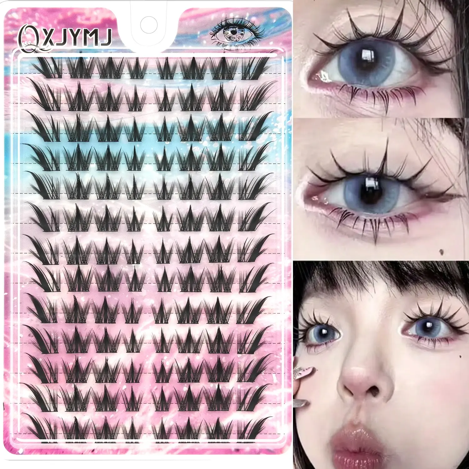 156 Pcs Babydoll Big Eye Lashes Set, Natural Fluffy Lightweight Synthetic DIY Strip Lashes, Makeup Lash Clusters, Easy to Apply for Beginners, Daily & Party Makeup