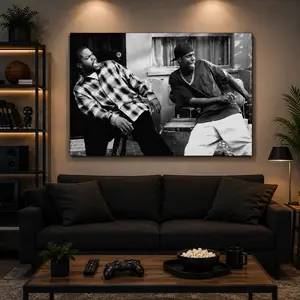 1 Piece Friday Movie Poster Canvas Wall Art with Frame Nighttime Black and White Comedy Decoration Living Room Bedroom Ideal Gift for Fans Decorative Wall Art Home Wall Art Street Art Print Street Style Print