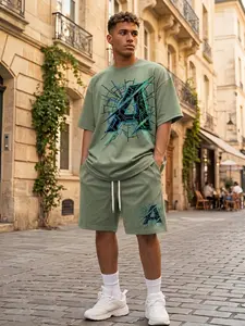 Oversized Skater Fit, Sweat Wicking Men’s 2Pcs Co-ord for Teens 16-38, Night Out & Shopping Wear, Viral Everyday Street Casual Outfit