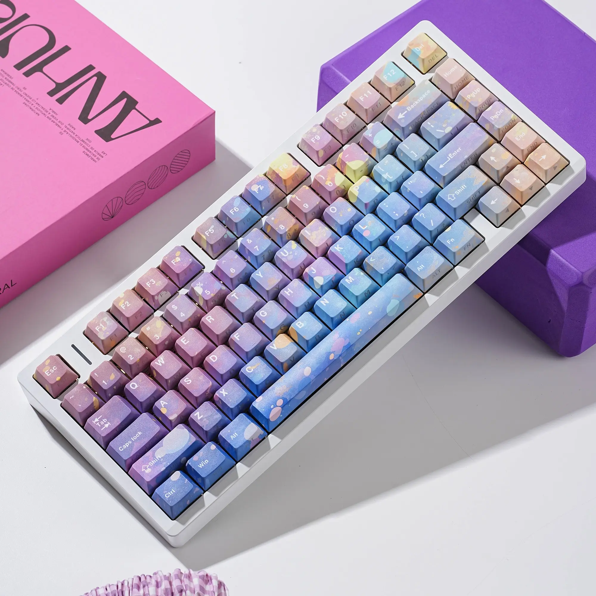 Glazed Dream Keycaps 131 Keys PBT Cherry Profile Side-lighted South-facing 5 Dye-Sub Big Set Suitable for Mechanical Keyboard English UK