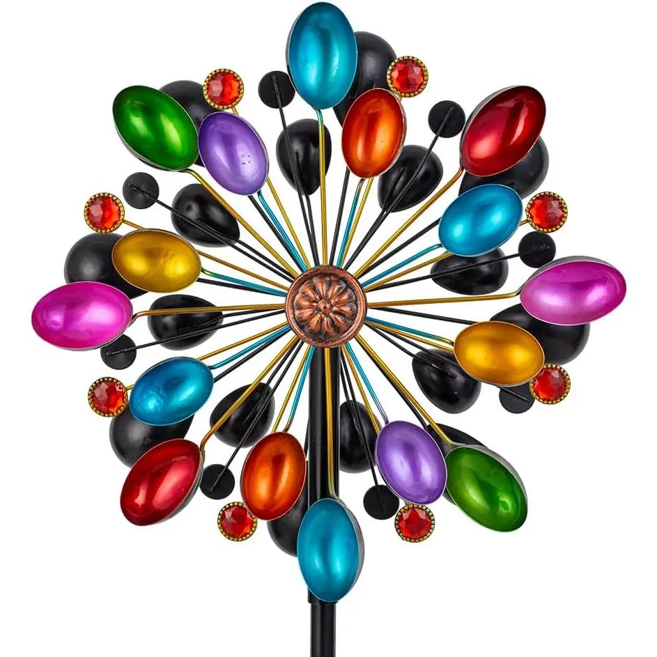 Wind Spinners Outdoor, 360  Rotation Colorful Wind Spinner for Yard and Garden, 4 Layers Metal Kinetic Wind Sculptures & Spinners