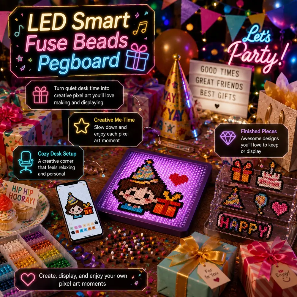 LED Smart Pixel Board DIY APP Control Programmable Display Bead Panel Disco Novelty Lighting for Party Gift Christmas Decoration