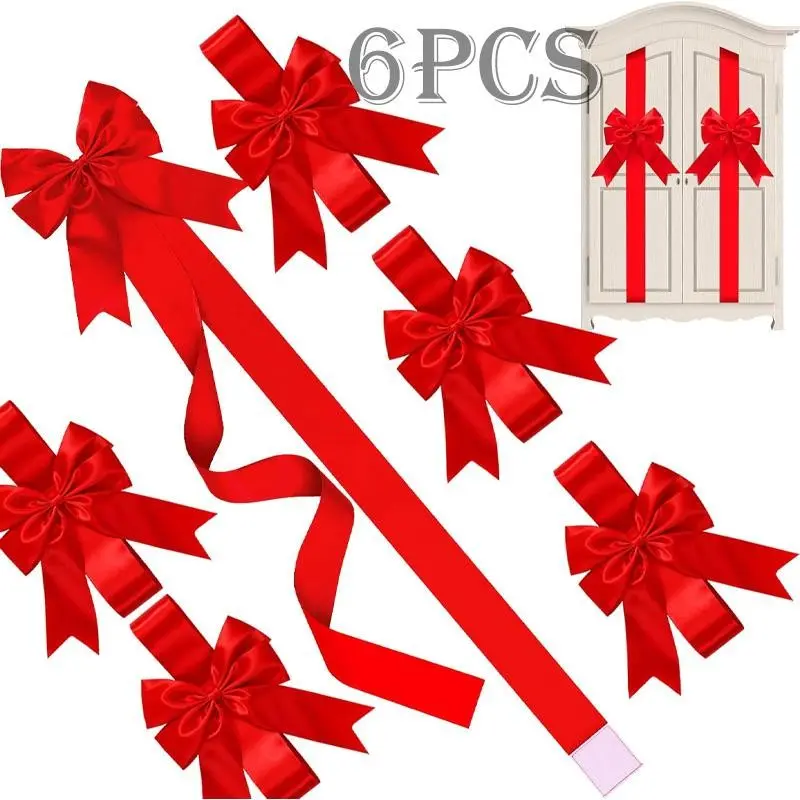 6pcs Valentine's Day Decor, Wedding Decoration, Christmas Curtain Tie-Backs, Bow Wreath, Indoor Party Supplies, Polyester Fiber