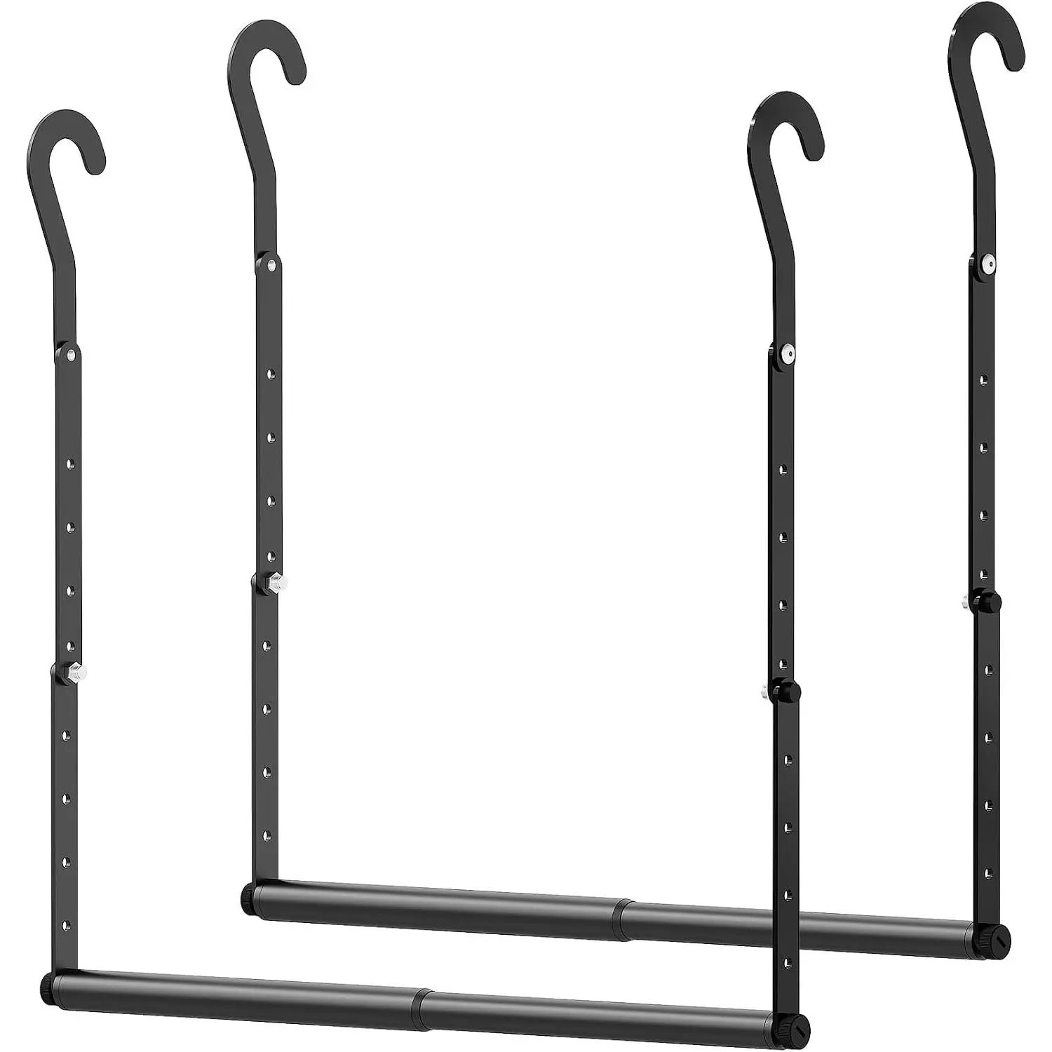 2 Pack Adjustable Closet Rods for Hanging Clothes, Heavy Duty Double Hanging Space-Saving Closet Extender Hanging Rod, Black