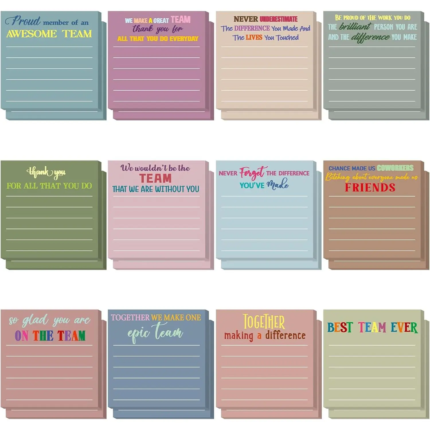 24 Count Inspirational Sticky Notes Cute Motivational Sticky Note Pad Appreciation Sticky Notes Gifts for Coworkers Nurse Office Supplies 3 x 3''