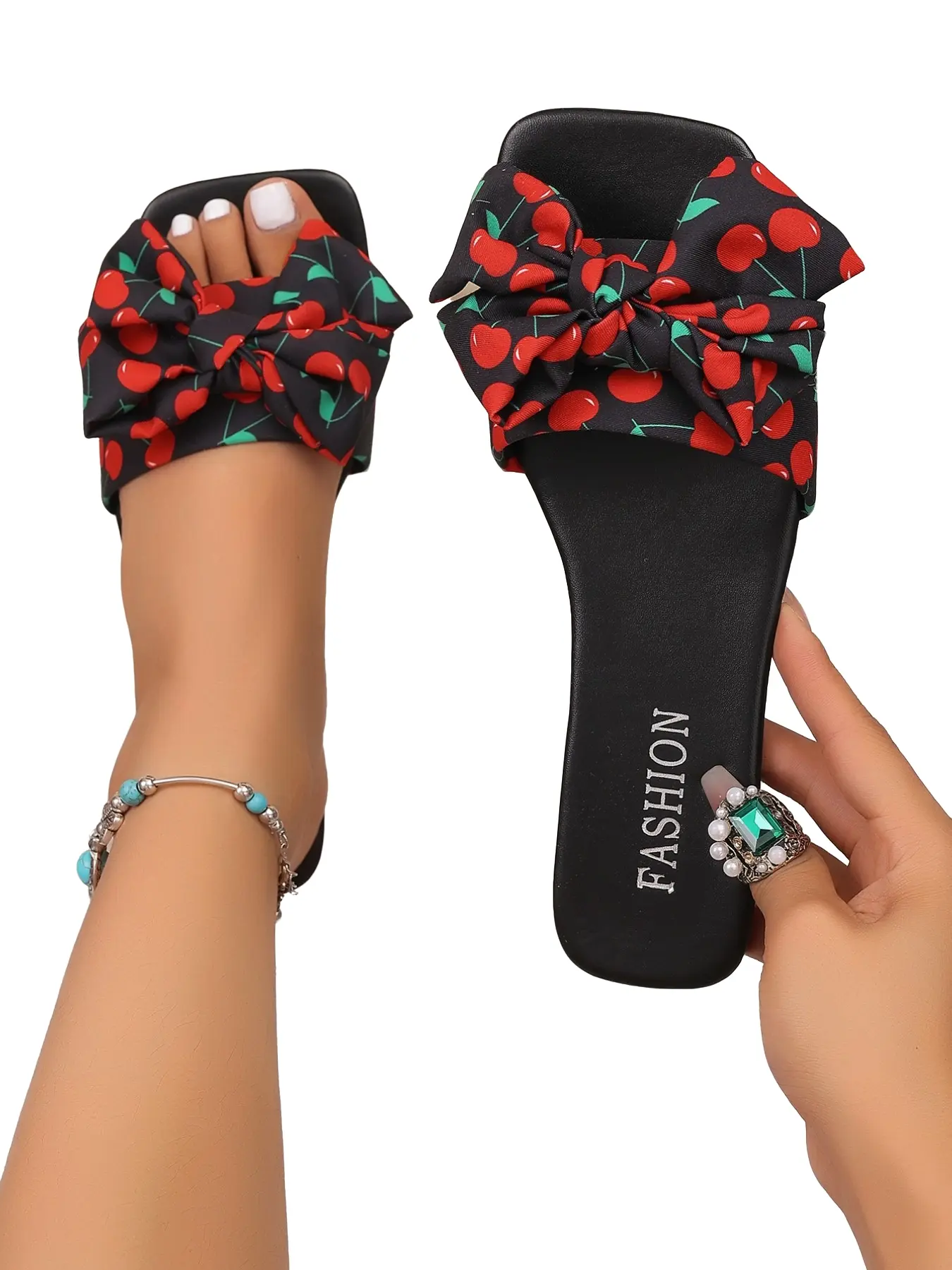 Floral Bow Flat Sandals, Summer Outdoor Beach Style Slip-Ons, Comfortable Casual Footwear for Women, Perfect for Vacation & Daily Wear