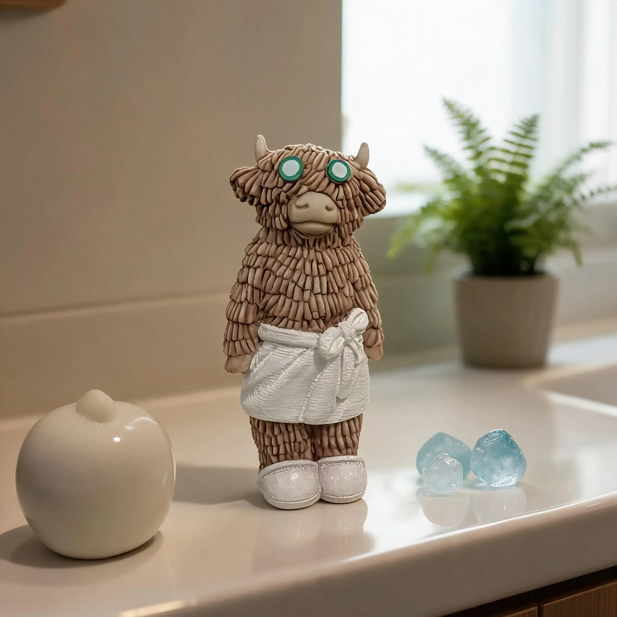 Highland Cow Bathroom Decor, Resin Material, Cute Animal Design Toilet Statue, Unique Decoration, Creative Gift for Collectors and Fans