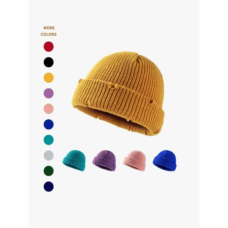 Unisex Knitted Fitted Beanie Hat - Dark Blue, Black, Blue, Hip-Hop Culture Inspired, Short Brim, Warm Breathable, Winter Wear for Male and Women, Hip-Hop Culture Inspiration, Plain