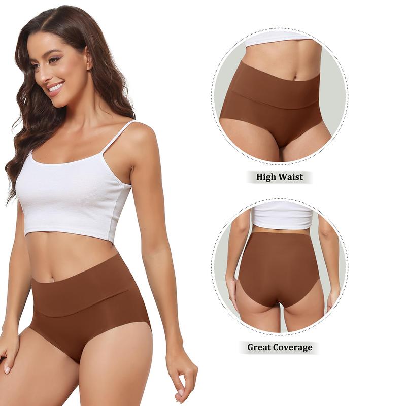 LEVAO Women's High Waist Seamless Underwear No Show Breathable Panties Full Coverage Invisible Brief, Comfortable Daily Panties 6/12 Pack S-XXL