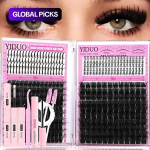 YIDUO 4-Style DIY Volume Eyelash Cluster Kit, 440 Pcs, 200D/300D/Bottom/Spike Lashes, Manga Lash Extension, 5-20 mm D-Curl, with Lash Bond and Seal, Remover, Tweezers & Brush for Easy Home Use #GLOBAL PICKS