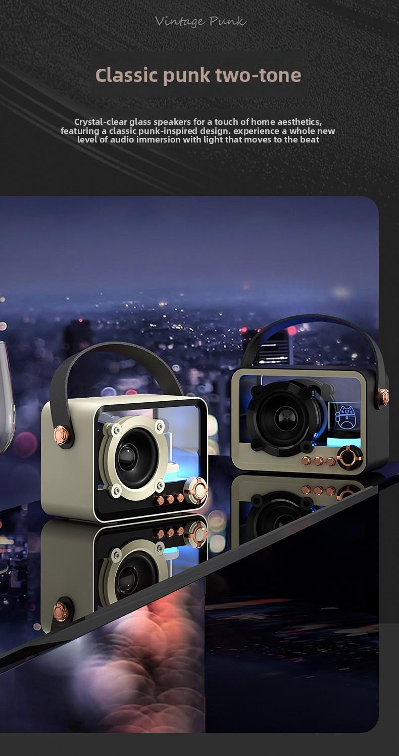 Glass transparent Bluetooth speaker, portable mini outdoor USB charging subwoofer, desktop ambient light Bluetooth speaker