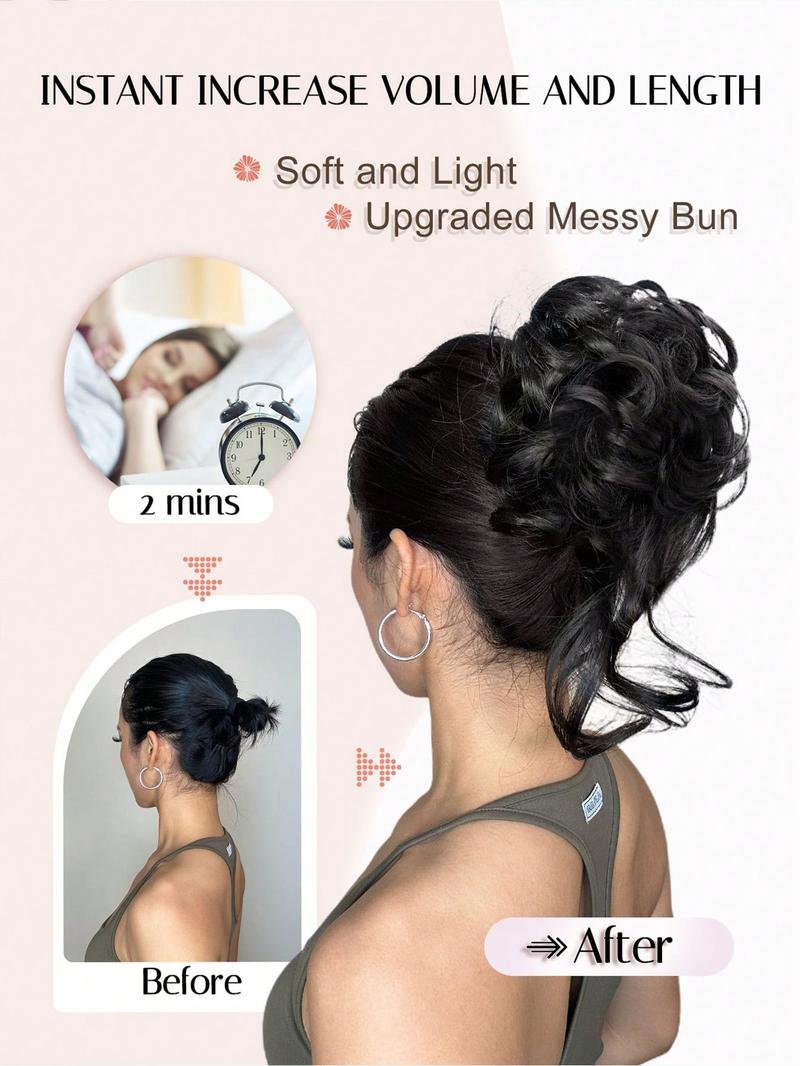 Bun Hair Piece with Claw Clip, Synthetic Soft Hairpieces Fake Hair Bun for Women, Updo Chignon Ponytail Extension