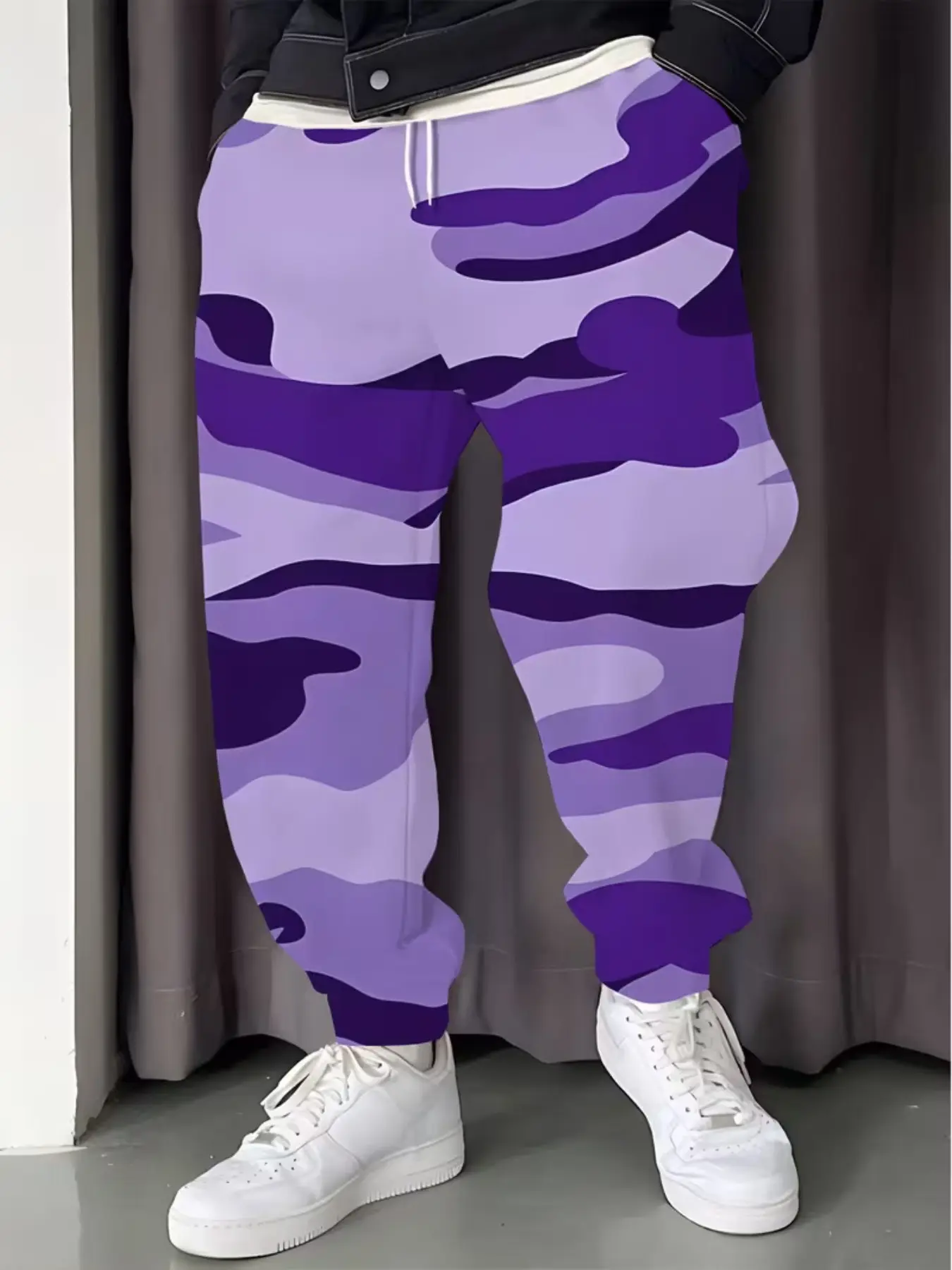 Men's Digital Print Sweatpants, Camouflage Pattern, Gradient Design, Casual Fitness Joggers, Breathable