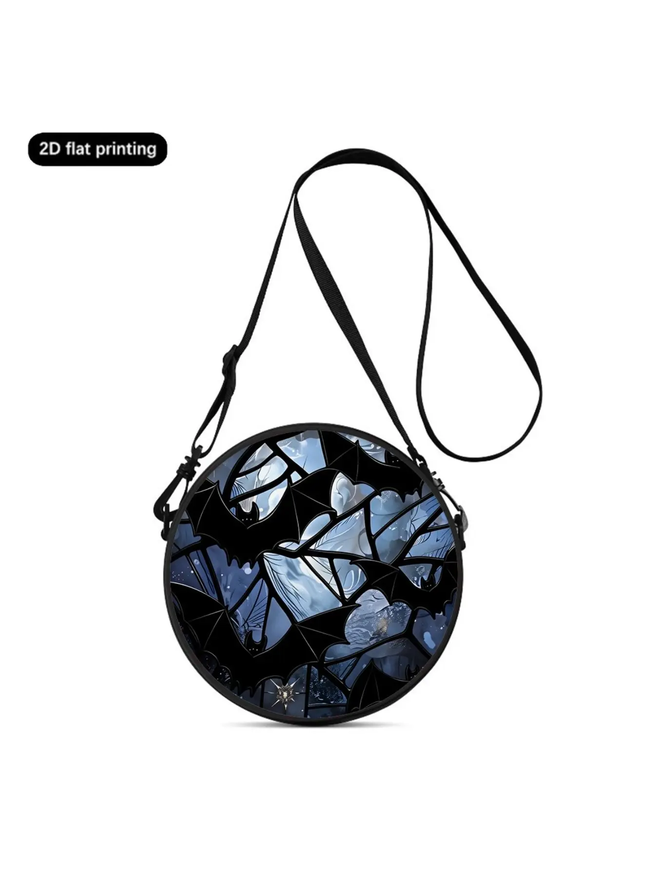 Lightweight crossbody shoulder bag, Handbag crossbody bag, with 2D bat print, wearable as crossbody, single-shoulder or hand-held, suitable for commuting, outdoor trips, travelling, casual daily wear and campus use