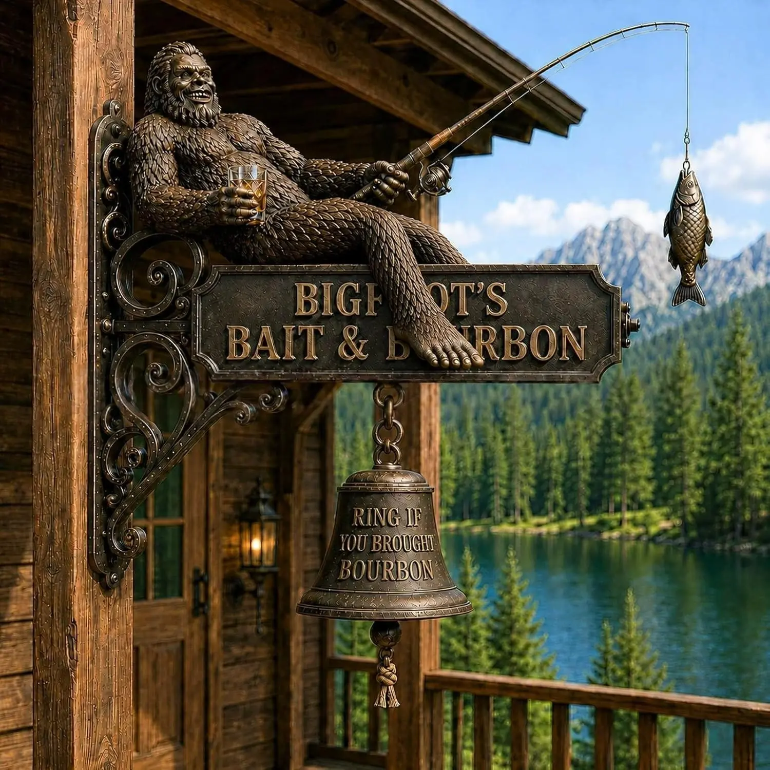 New Bigfoot Wall Bell, Funny Resin Craft Decoration, Hanging Ornament, Decorative Hanging Piece, Unique Wall Art Piece, Perfect for Home Decor