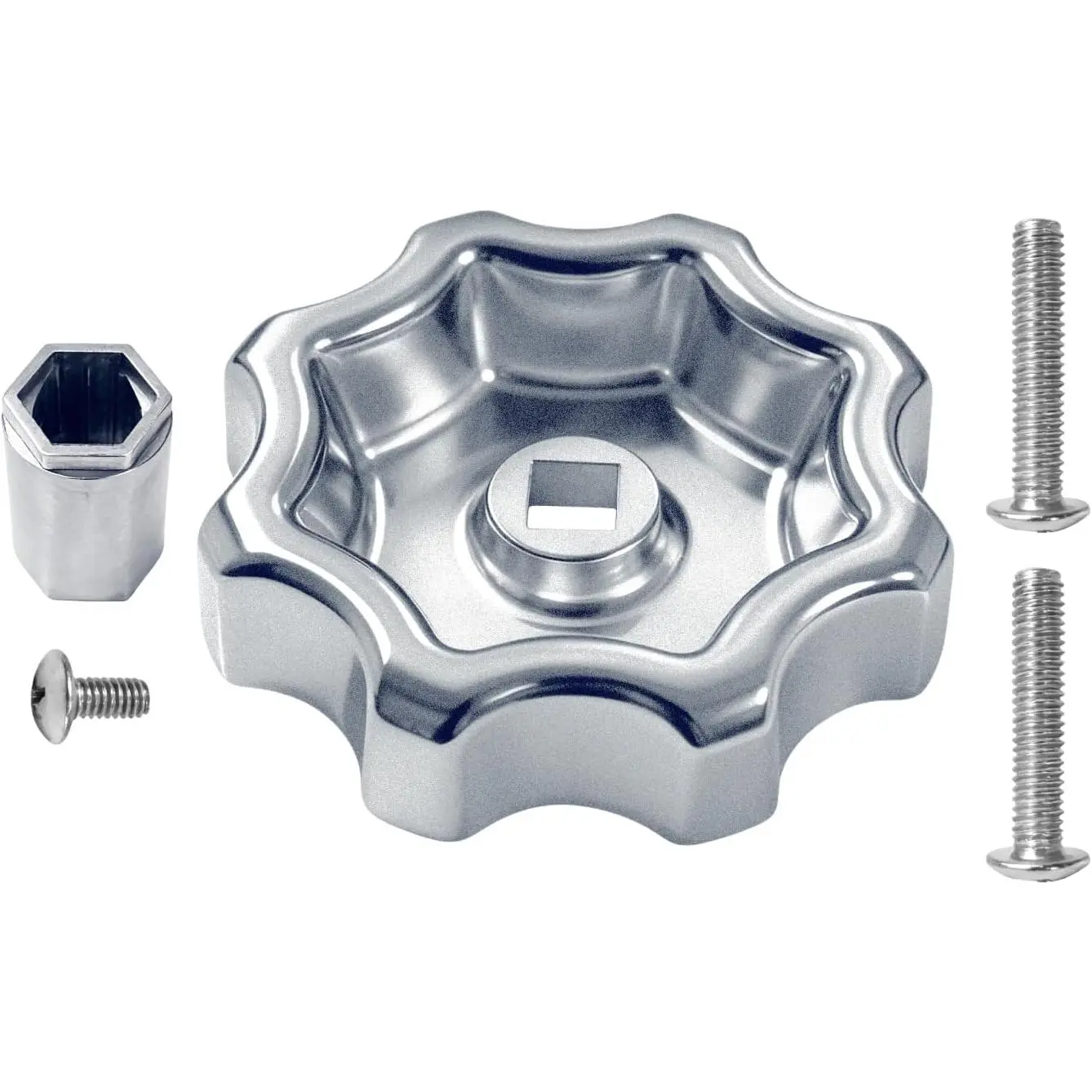 Outdoor Faucet Handle ,Compatible with Outdoor Faucets | Adapter Fits 8 or 12-Point Broaches,Compatible with 3/8" Square Stems,Rust-Resistant Metal,Screws Included