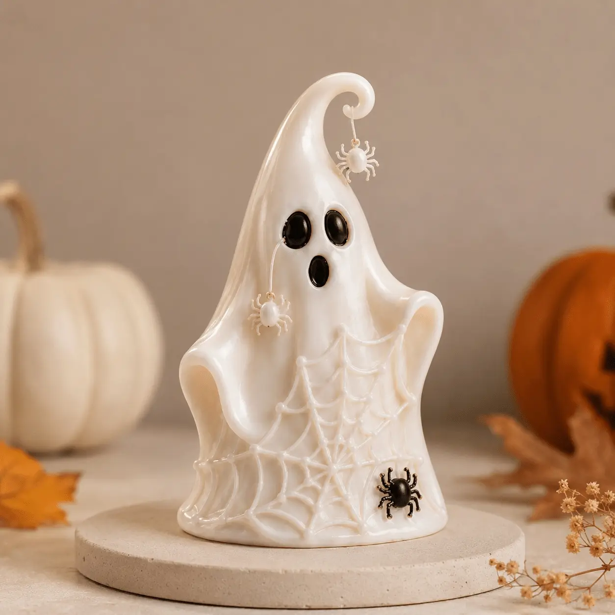 Spider Web Ghost Silicone Candle Molds, Soap Making Molds, DIY Craft Tools, Halloween Spirit Statue Mould, Suitable for Epoxy Resin, Soap, Plaster, Halloween Gift, Home Ornaments