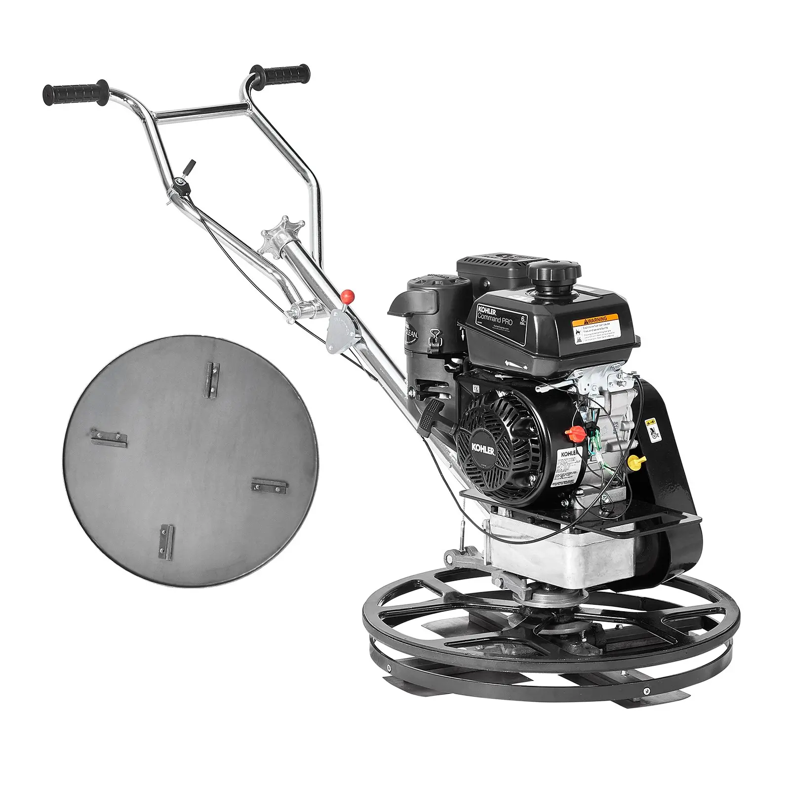 VEVOR Power Trowel, 24" Walk-Behind Cement Trowel with Float Pan, 6HP Gas-Powered Smooth Concrete Surface Finisher, Heavy Duty Commercial Screed Concrete Cement with Finishing Blade, Orange