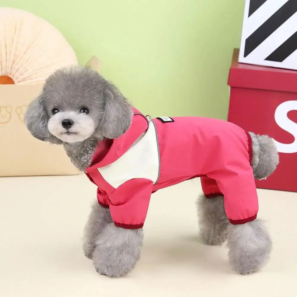 Dog Raincoat Puppy Jumpsuit Waterproof Dog Jacket Overalls Pet Clothes for Small Medium Dogs Chihuahua Yorkshire Hooded Raincoat